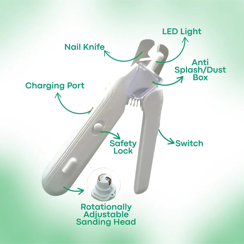 2 in 1 Pet Nail Clipper with LED Light for Dogs and Cats