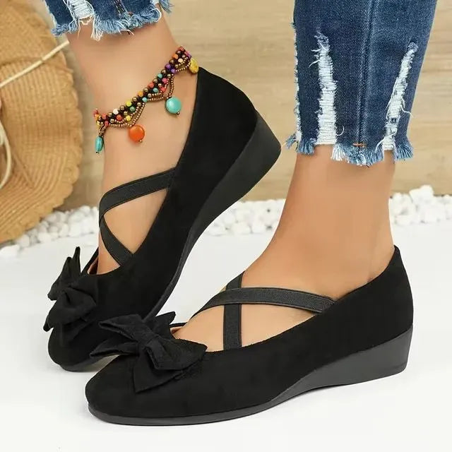 Cavinic™ Women's Bowknot Wedge Shoes – Lightweight Slip-On Casual Flats | All-Season Comfort & Stylish Design