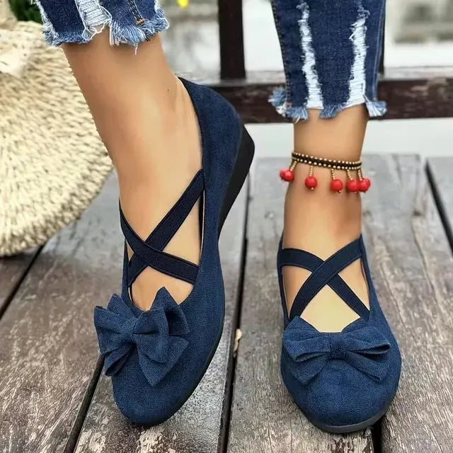Cavinic™ Women's Bowknot Wedge Shoes – Lightweight Slip-On Casual Flats | All-Season Comfort & Stylish Design