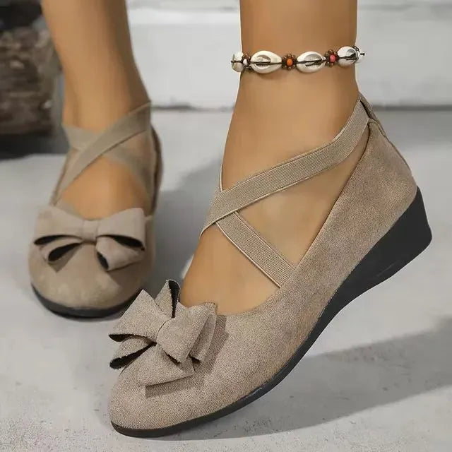 Cavinic™ Women's Bowknot Wedge Shoes – Lightweight Slip-On Casual Flats | All-Season Comfort & Stylish Design