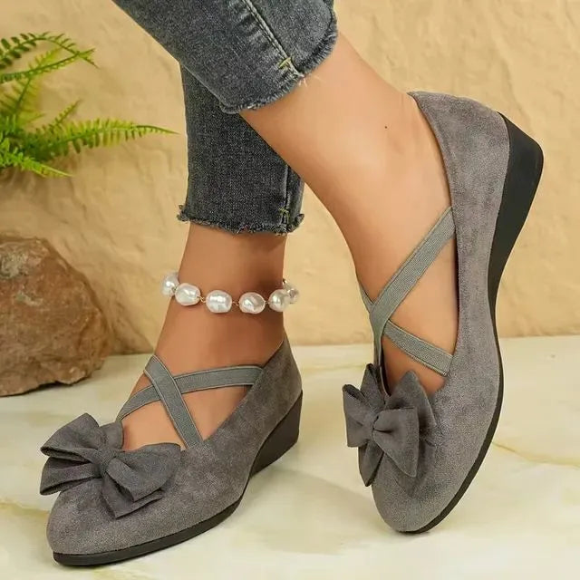 Cavinic™ Women's Bowknot Wedge Shoes – Lightweight Slip-On Casual Flats | All-Season Comfort & Stylish Design