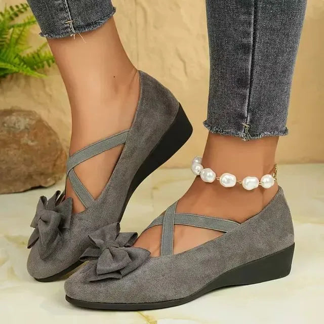 Cavinic™ Women's Bowknot Wedge Shoes – Lightweight Slip-On Casual Flats | All-Season Comfort & Stylish Design