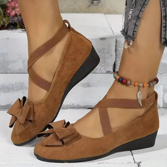 Cavinic™ Women's Bowknot Wedge Shoes – Lightweight Slip-On Casual Flats | All-Season Comfort & Stylish Design