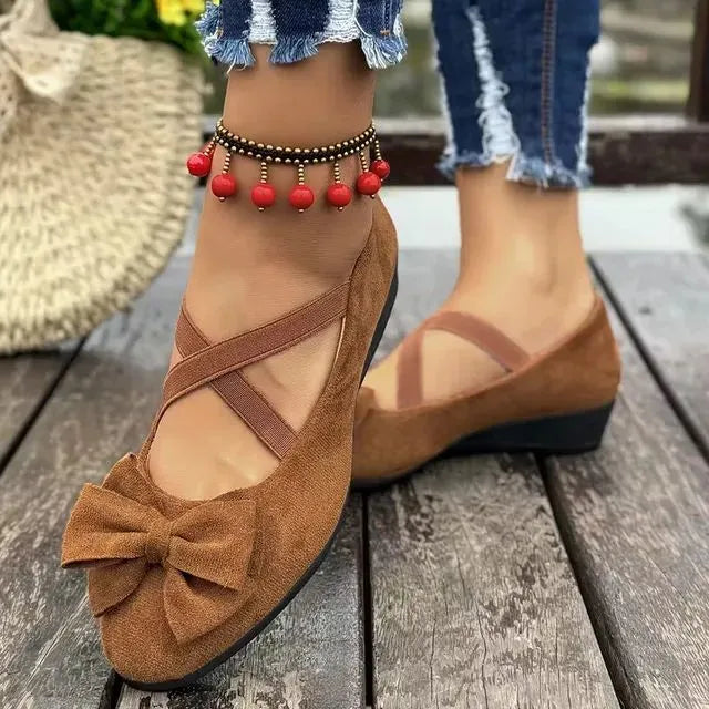 Cavinic™ Women's Bowknot Wedge Shoes – Lightweight Slip-On Casual Flats | All-Season Comfort & Stylish Design