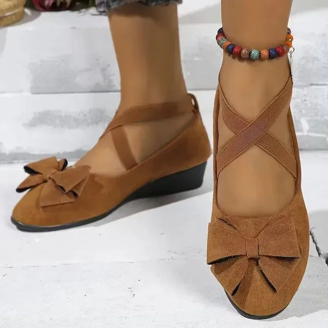 Cavinic™ Women's Bowknot Wedge Shoes – Lightweight Slip-On Casual Flats | All-Season Comfort & Stylish Design