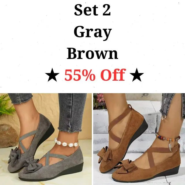 Cavinic™ Women's Bowknot Wedge Shoes – Lightweight Slip-On Casual Flats | All-Season Comfort & Stylish Design