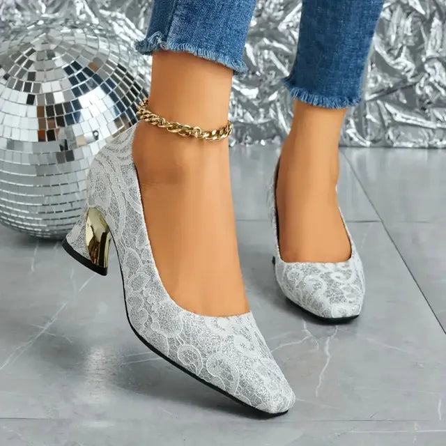 Cavinic™ Women's Elegant High Heels – Square Toe Block Pumps with Cushioned Insole & Non-Slip Sole, Perfect for Weddings, Office & Parties