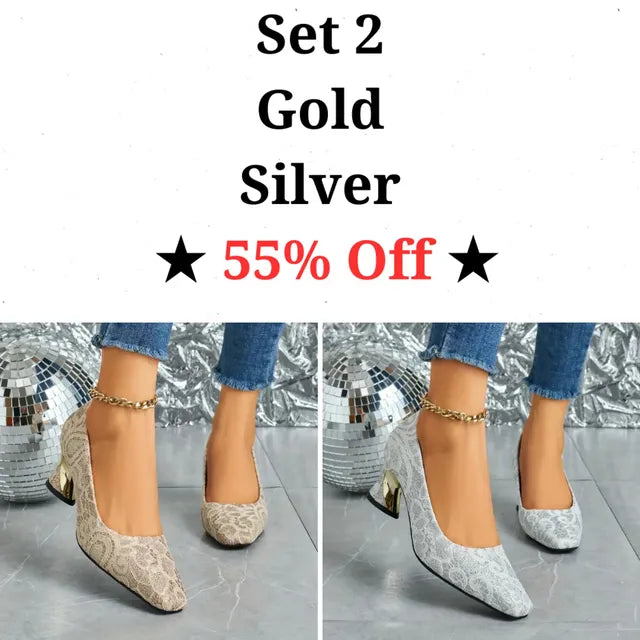 Cavinic™ Women's Elegant High Heels – Square Toe Block Pumps with Cushioned Insole & Non-Slip Sole, Perfect for Weddings, Office & Parties