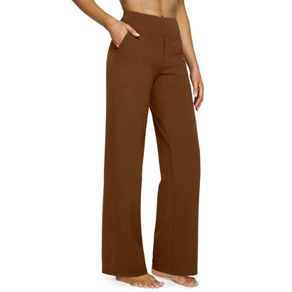 High-waisted wide-leg pants, women's yoga pants, comfortable athletic pants