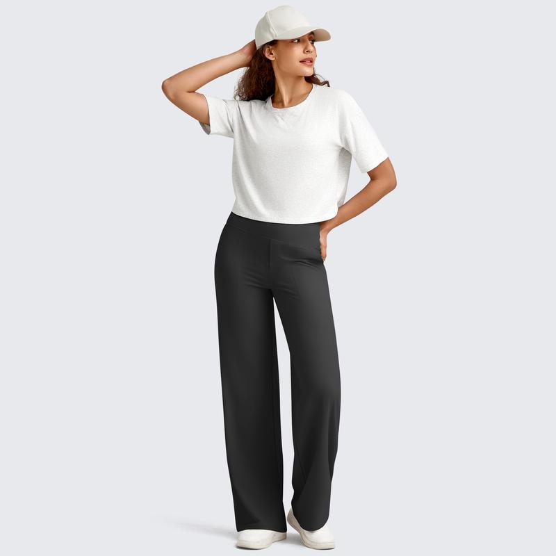 High-waisted wide-leg pants, women's yoga pants, comfortable athletic pants