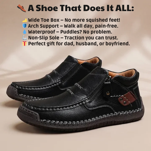 ⏰Limited Time Sale 53% OFF-Men’s Handmade Premium Leather Slip-On Driving Boots – Wide Toe, Arch Support