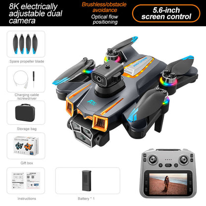 🔥(HOT SALE)🔔 Brushless 5.6-inch drone with screen HD aerial photography quadcopter obstacle avoidance RC airplane