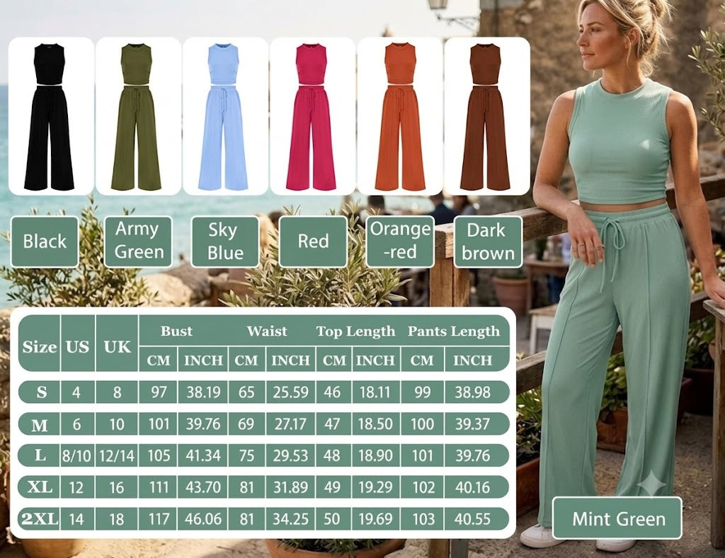 Summer Casual Women's Pants Sets Fashionable Solid