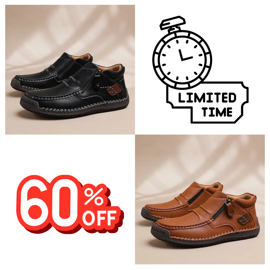 ⏰Limited Time Sale 53% OFF-Men’s Handmade Premium Leather Slip-On Driving Boots – Wide Toe, Arch Support