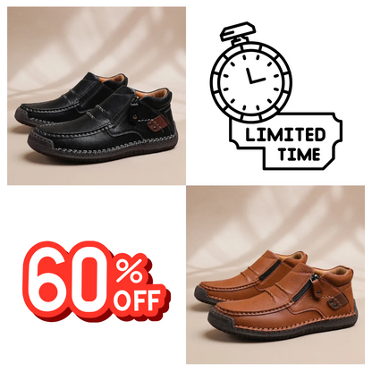 ⏰Limited Time Sale 53% OFF-Men’s Handmade Premium Leather Slip-On Driving Boots – Wide Toe, Arch Support