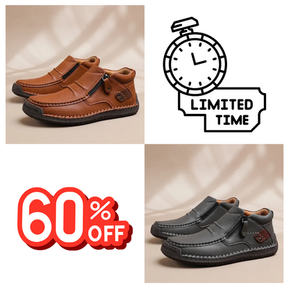 ⏰Limited Time Sale 53% OFF-Men’s Handmade Premium Leather Slip-On Driving Boots – Wide Toe, Arch Support