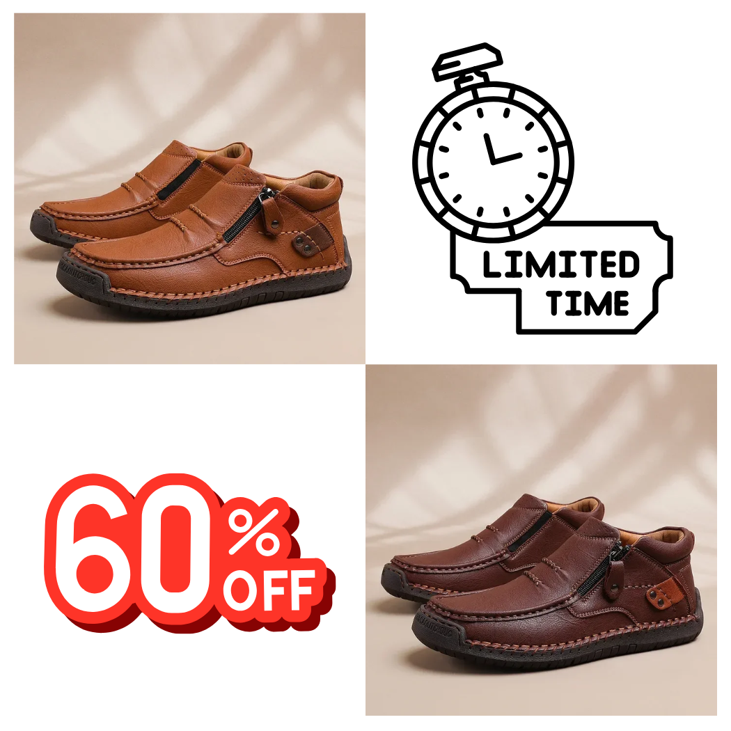 ⏰Limited Time Sale 53% OFF-Men’s Handmade Premium Leather Slip-On Driving Boots – Wide Toe, Arch Support