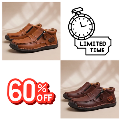 ⏰Limited Time Sale 53% OFF-Men’s Handmade Premium Leather Slip-On Driving Boots – Wide Toe, Arch Support