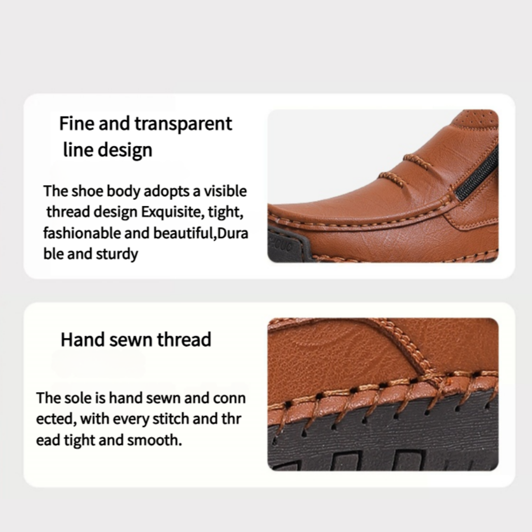 ⏰Limited Time Sale 53% OFF-Men’s Handmade Premium Leather Slip-On Driving Boots – Wide Toe, Arch Support