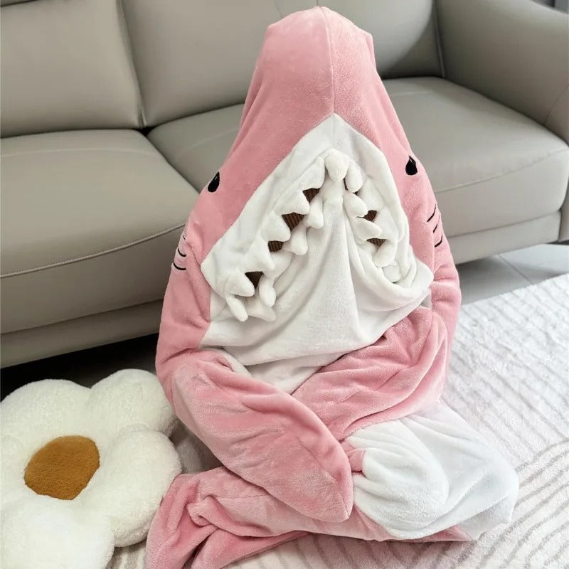 Cavinic™ Soft warm shark blanket shark one piece pajamas