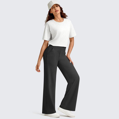 High-waisted wide-leg pants, women's yoga pants, comfortable athletic pants