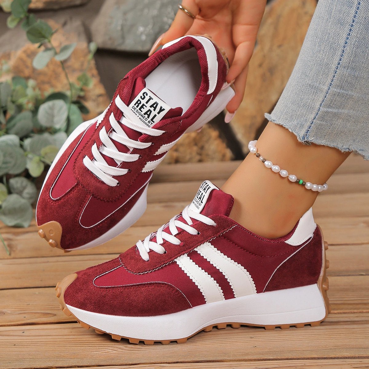 Stay Real Retro Platform Sneakers – Comfy Suede Chunky Sole Casual Shoes (Multiple Colors)