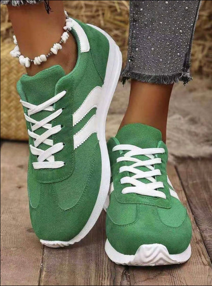 Fashionable women's athletic shoes, round-toe sneakers with thick soles