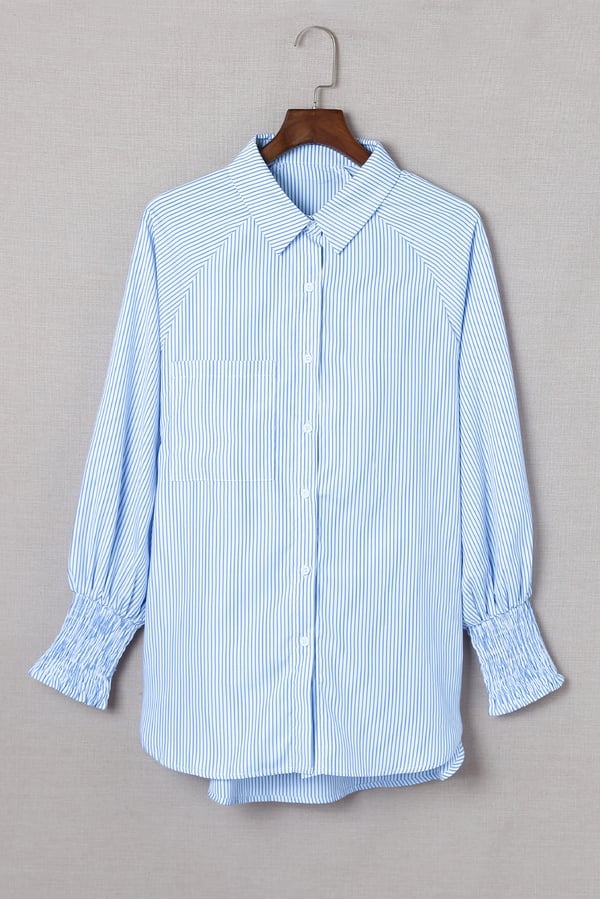 🔥Last Day Sale Up To 70% OFF - Mid-length Shirt With Striped Lapel & Oversized Drawdown Sleeves