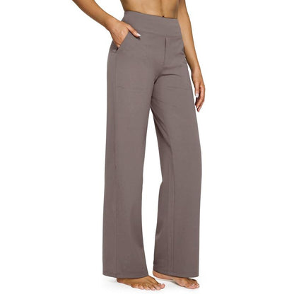 High-waisted wide-leg pants, women's yoga pants, comfortable athletic pants